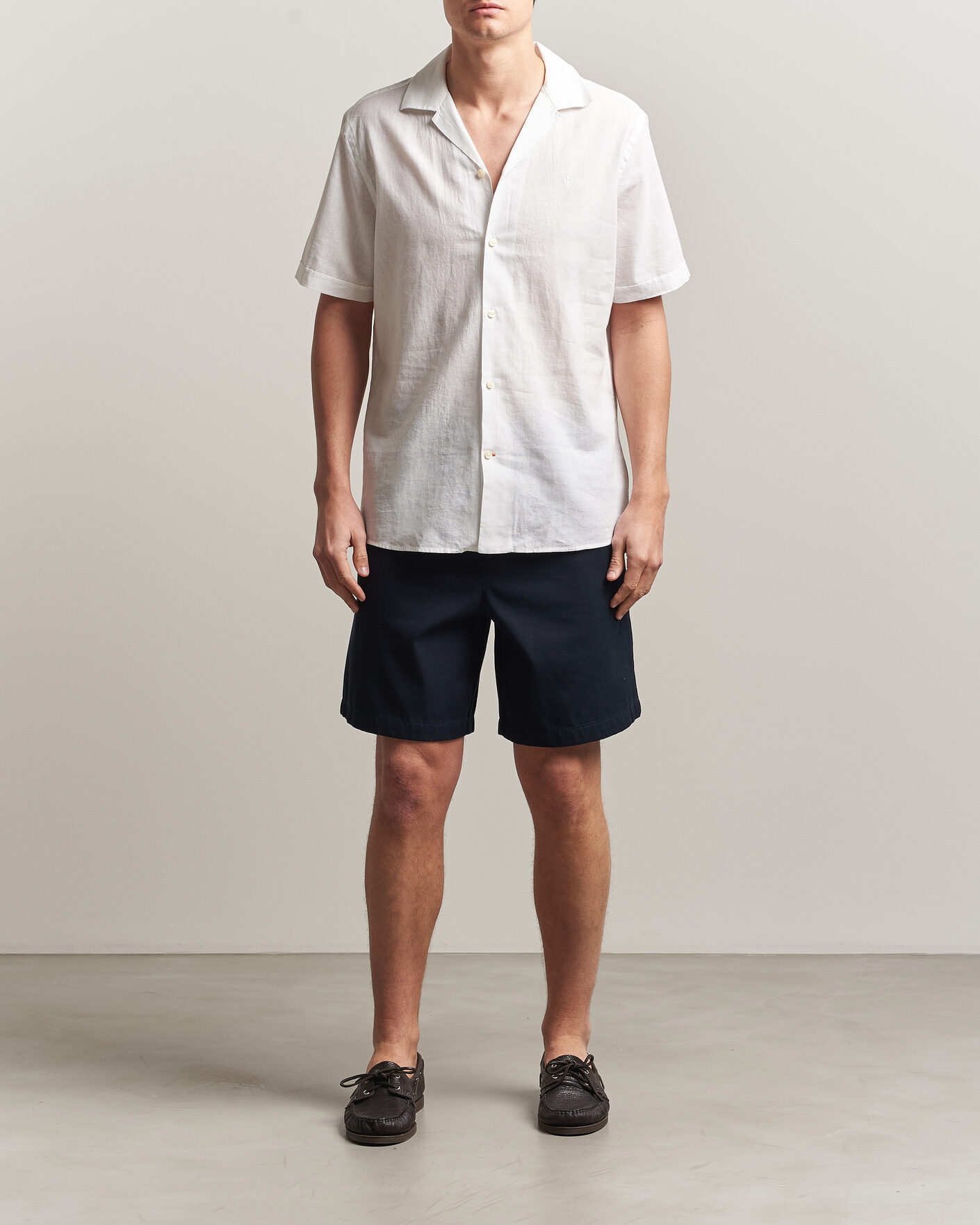 Uomini | Camicie | Morris | Resort Short Sleeve Linen Shirt White