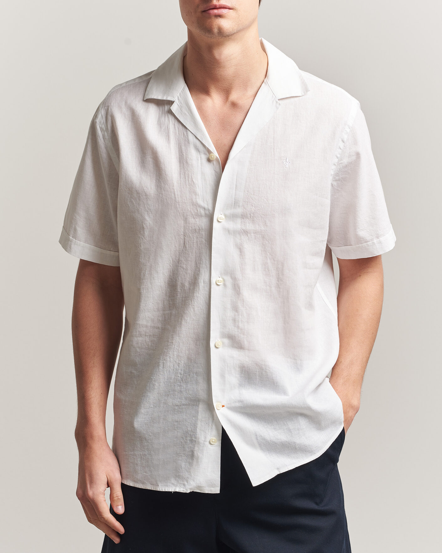 Uomini | Camicie | Morris | Resort Short Sleeve Linen Shirt White