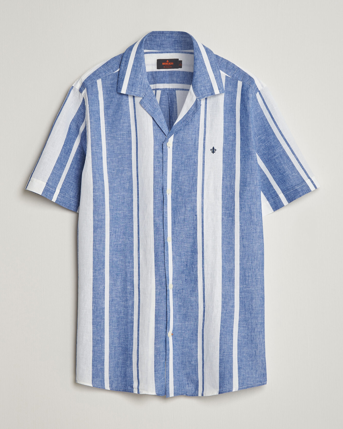 Uomini | Camicie | Morris | Resort Short Sleeve Linen Shirt Blue