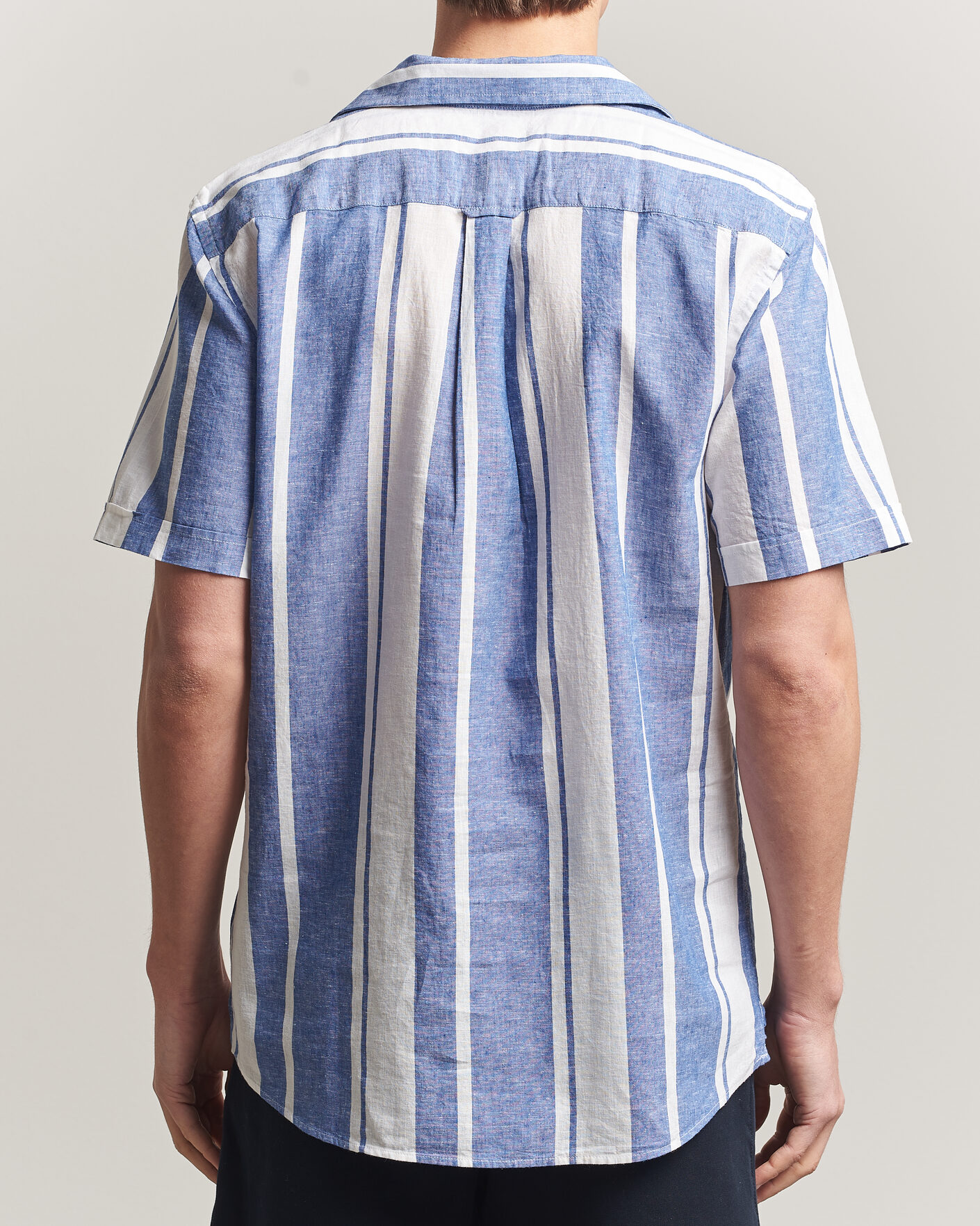 Uomini | Camicie | Morris | Resort Short Sleeve Linen Shirt Blue