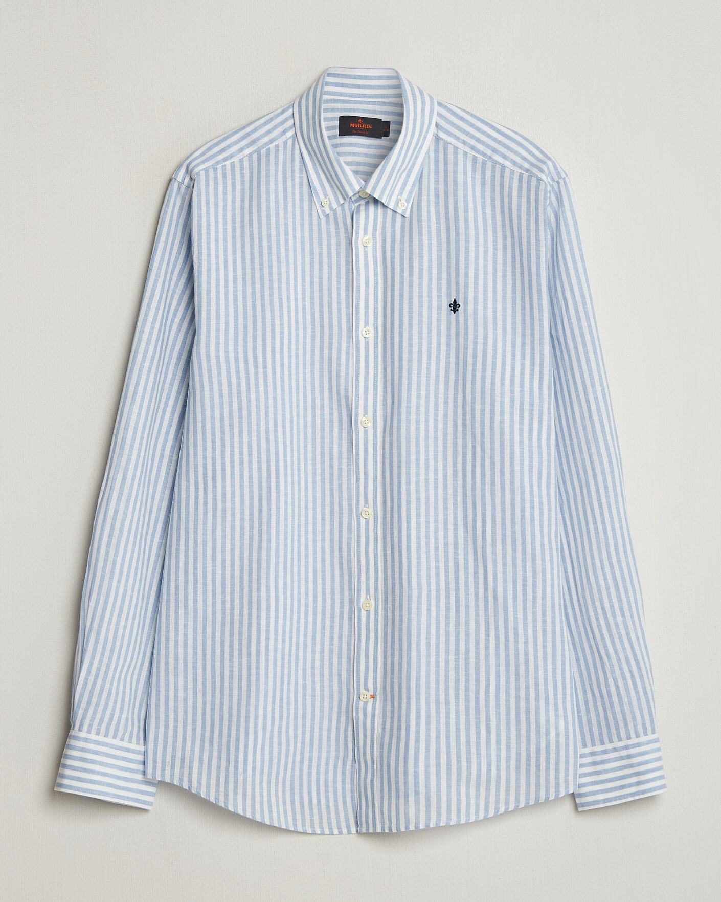 Uomini | Camicie | Morris | Douglas Striped Linen Shirt Blue/White