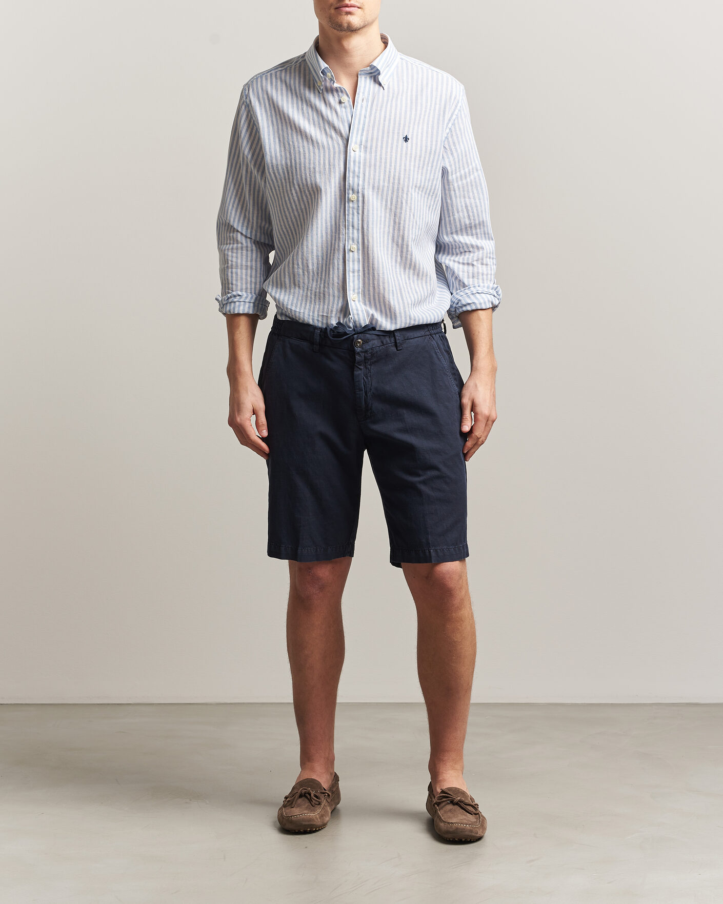 Uomini | Camicie | Morris | Douglas Striped Linen Shirt Blue/White
