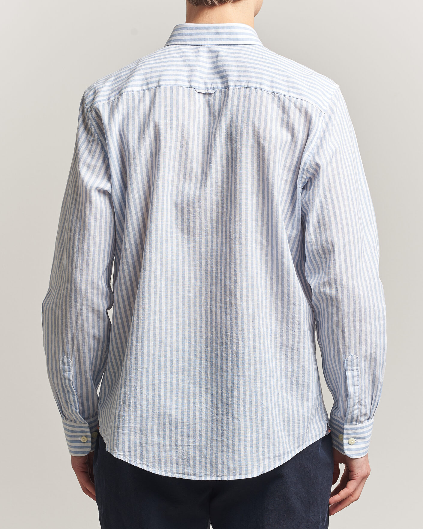 Uomini | Camicie | Morris | Douglas Striped Linen Shirt Blue/White