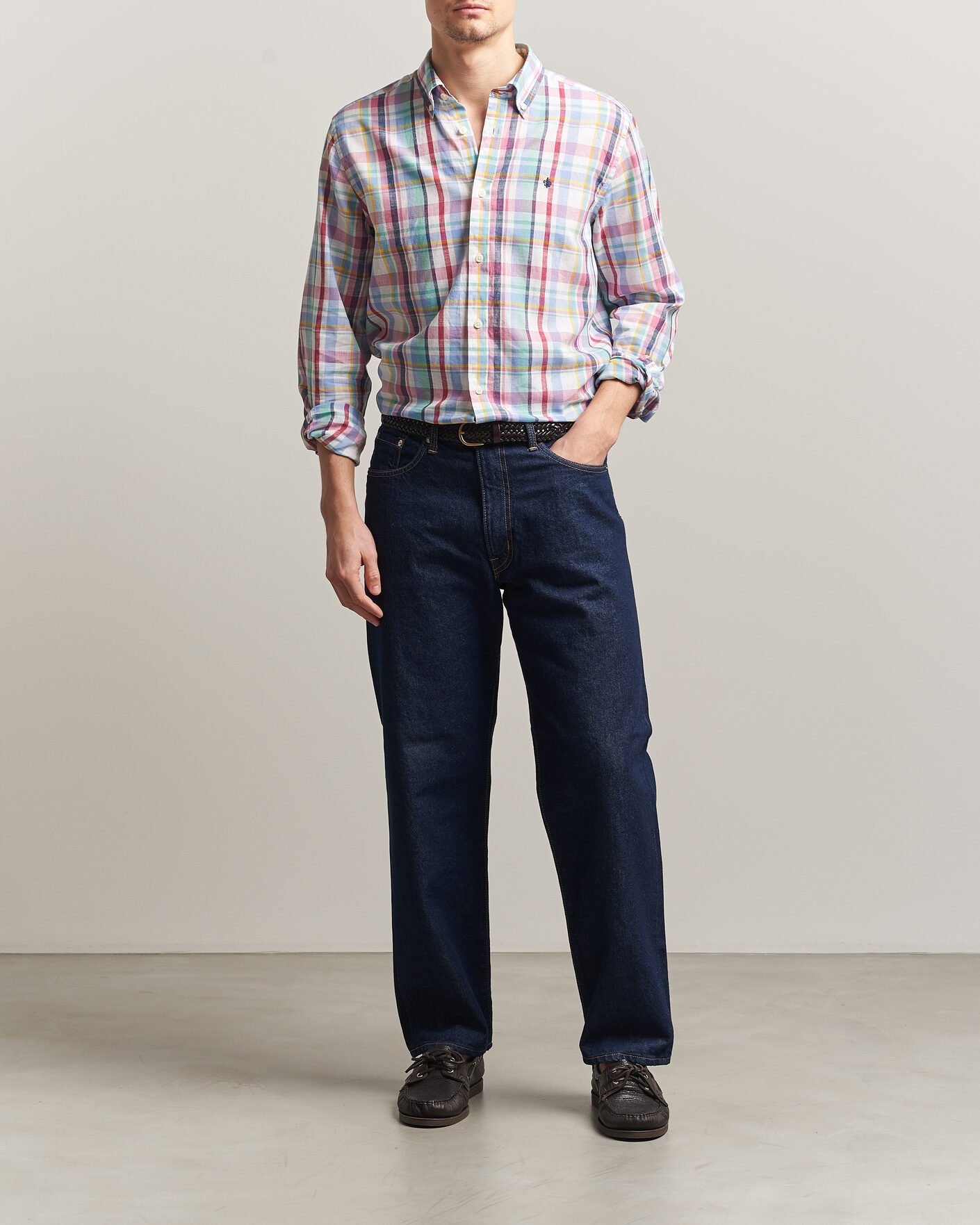 Uomini | Camicie | Morris | Preppy Check Linen Shirt Multi