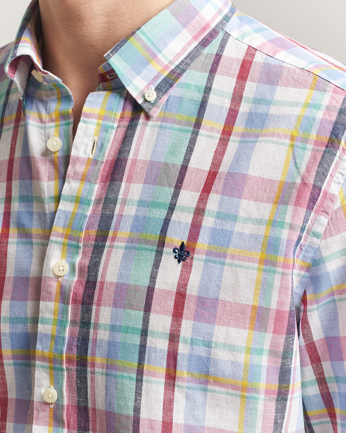 Uomini | Camicie | Morris | Preppy Check Linen Shirt Multi
