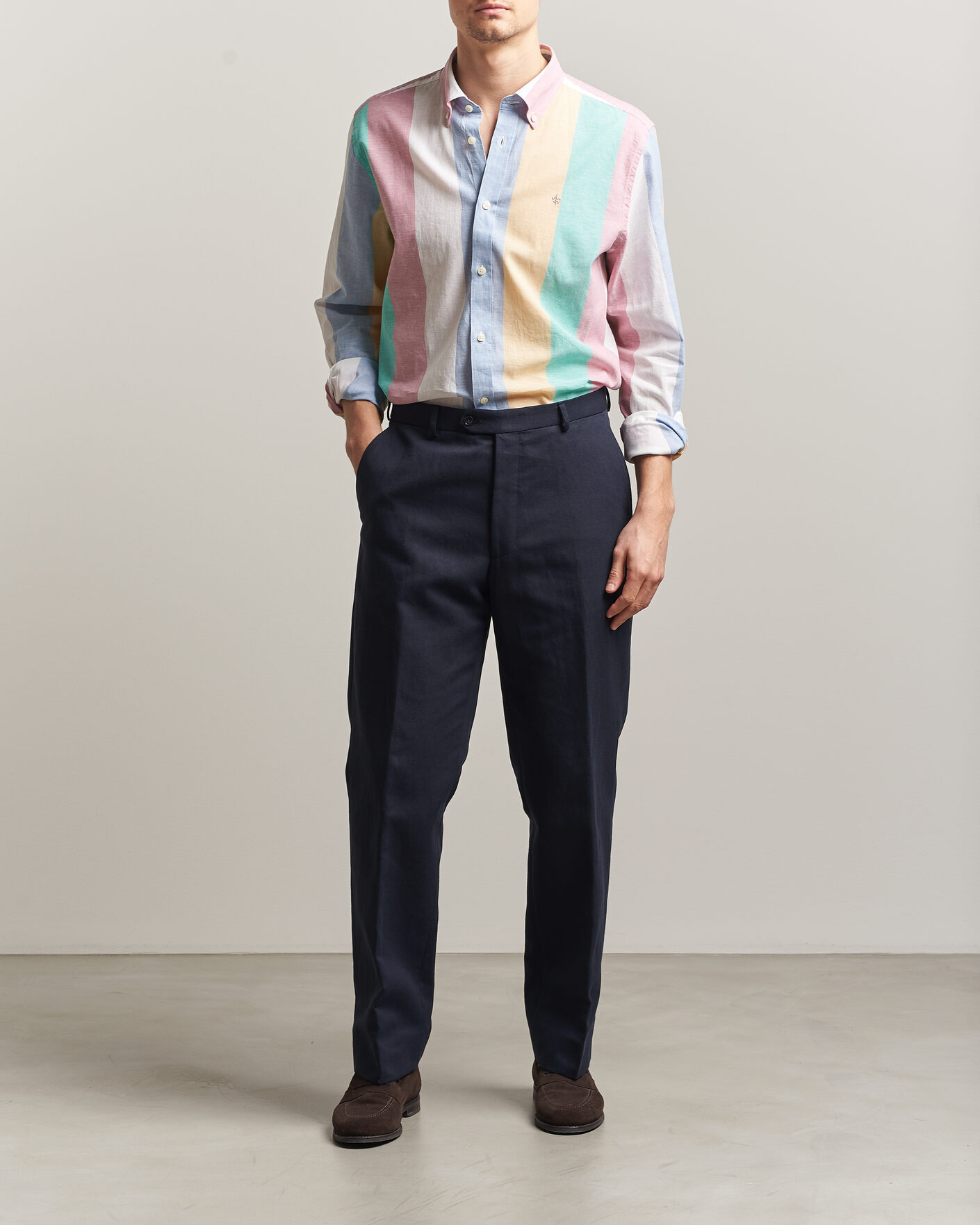 Uomini | Camicie | Morris | Happy Striped Linen Shirt Multi