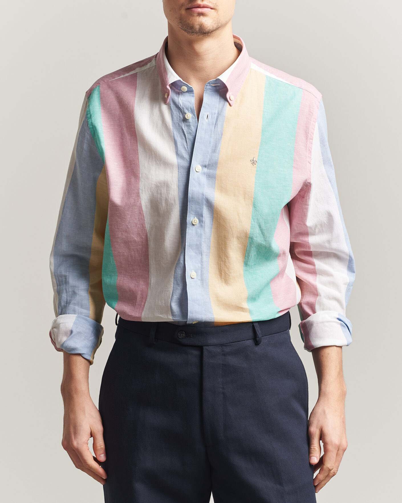 Uomini | Camicie | Morris | Happy Striped Linen Shirt Multi