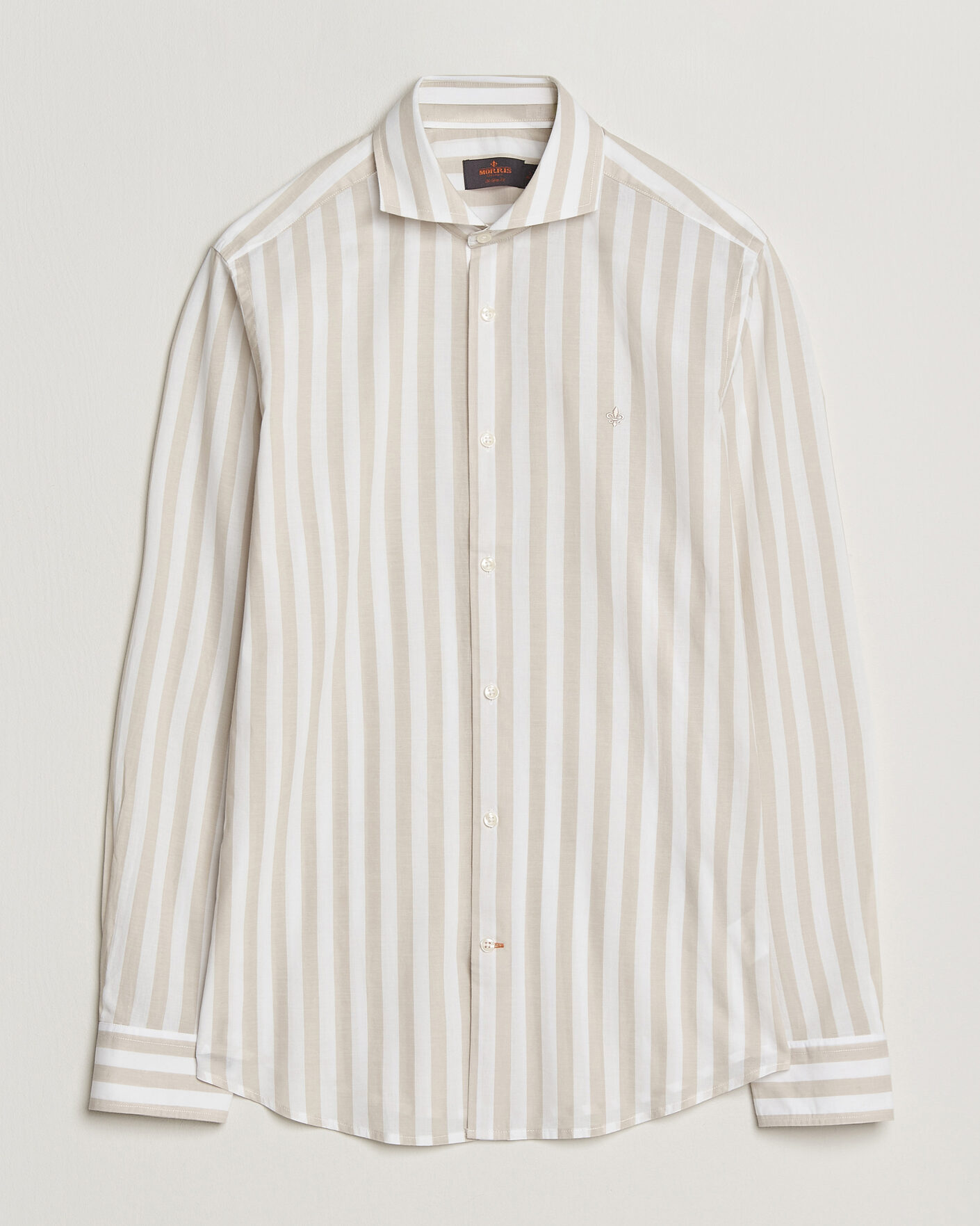 Uomini | Camicie | Morris | Summer Striped Lighweight Shirt Khaki/White