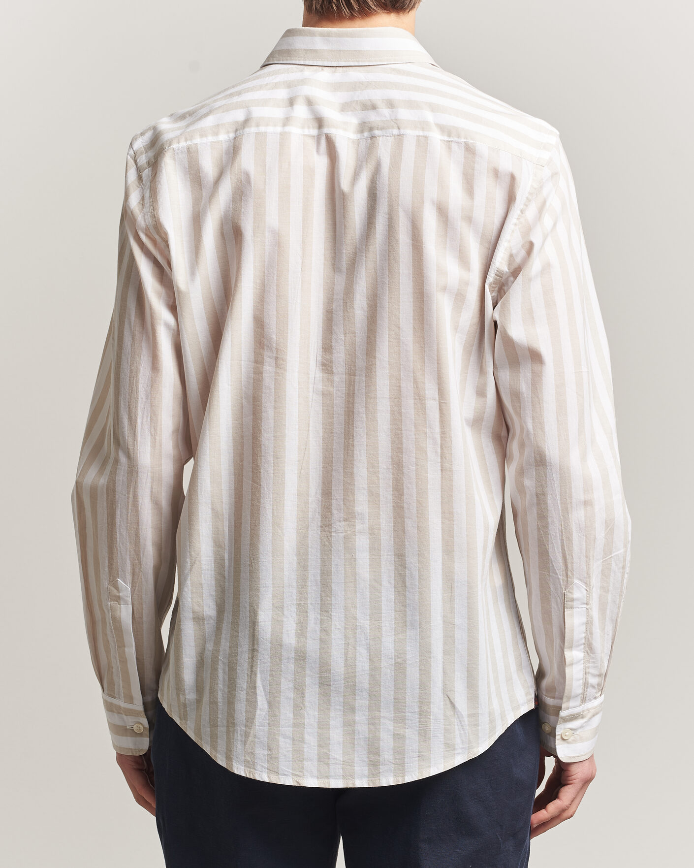 Uomini | Camicie | Morris | Summer Striped Lighweight Shirt Khaki/White