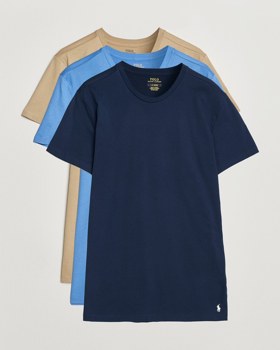 Uomini | T-shirt | Polo Ralph Lauren | 3-Pack Crew Neck T-Shirt Island/Khaki/Navy