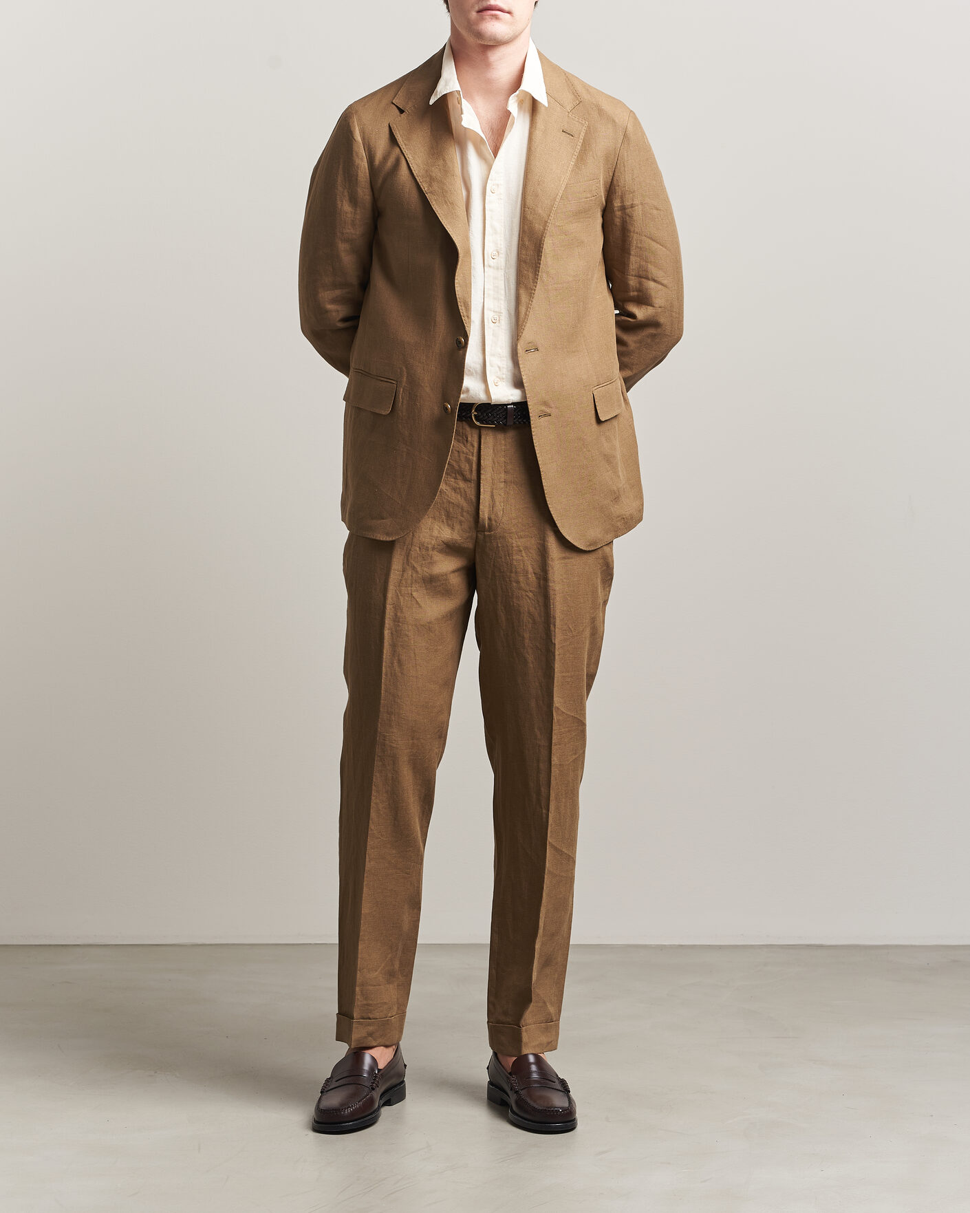 Uomini | Pantaloni | Polo Ralph Lauren | Linen Pleated Trousers Light Sable