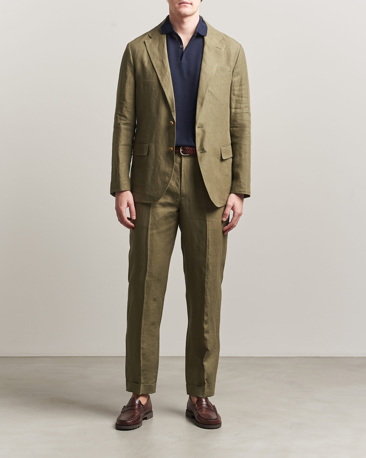 Uomini | Pantaloni | Polo Ralph Lauren | Linen Pleated Trousers Basic Olive