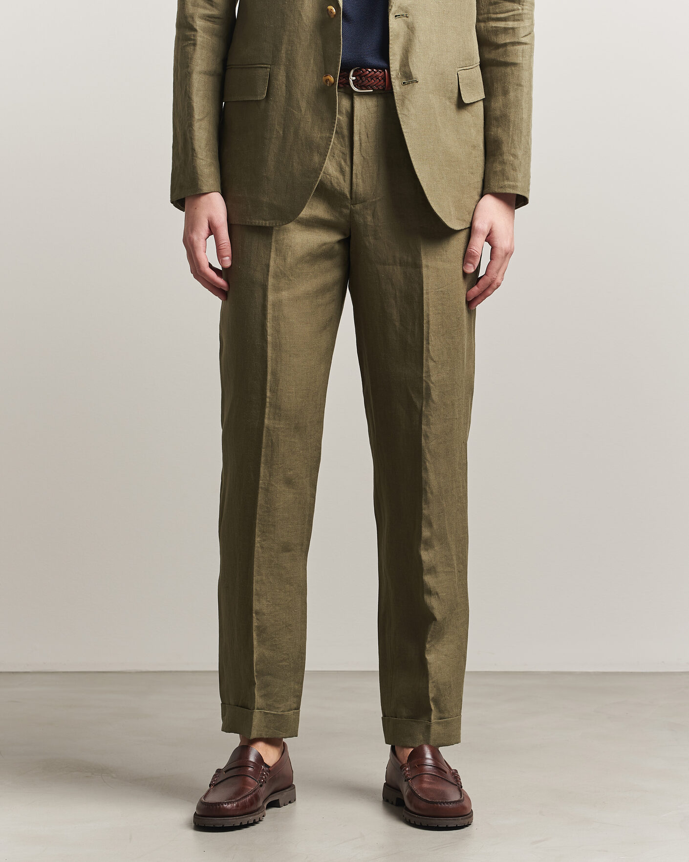 Uomini | Pantaloni | Polo Ralph Lauren | Linen Pleated Trousers Basic Olive