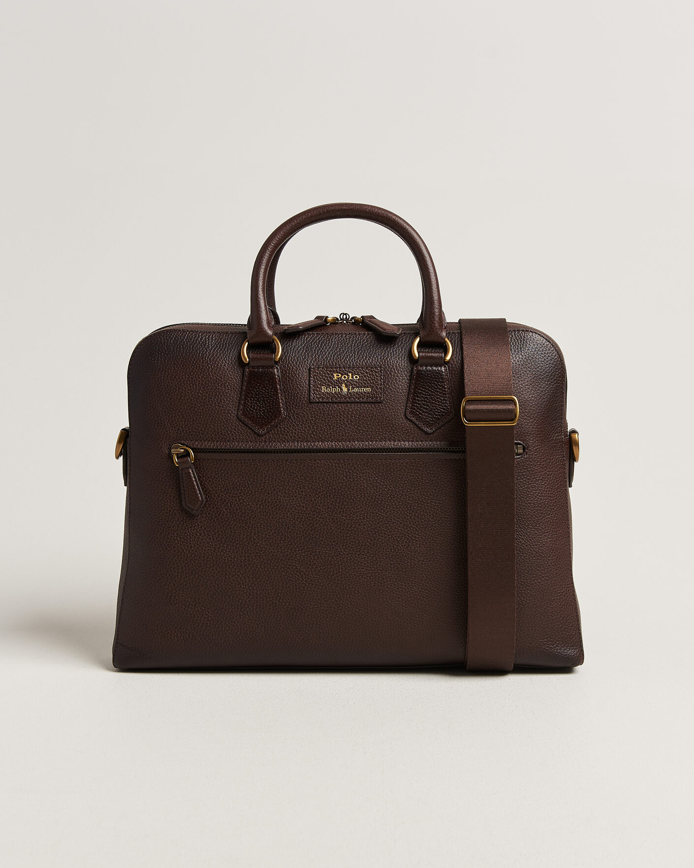 Uomini | Borse | Polo Ralph Lauren | Pebble Leather Briefcase Dark Brown