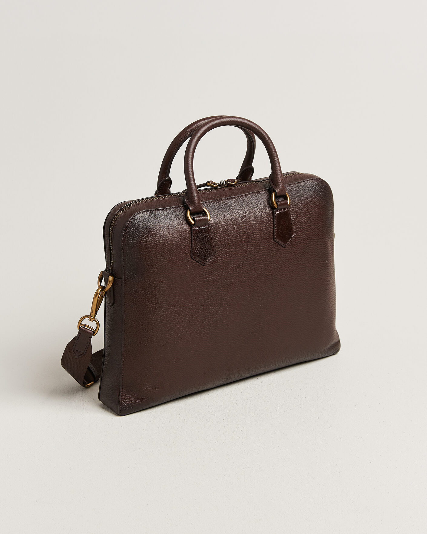 Uomini | Borse | Polo Ralph Lauren | Pebble Leather Briefcase Dark Brown