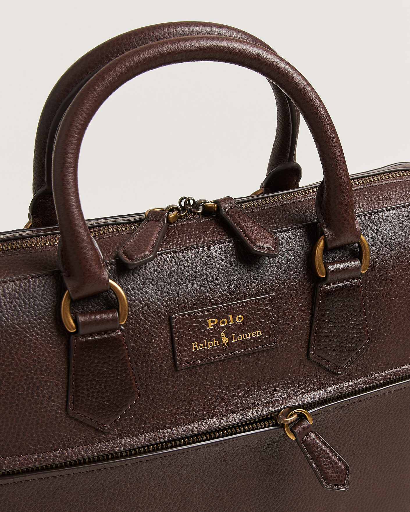 Uomini | Borse | Polo Ralph Lauren | Pebble Leather Briefcase Dark Brown