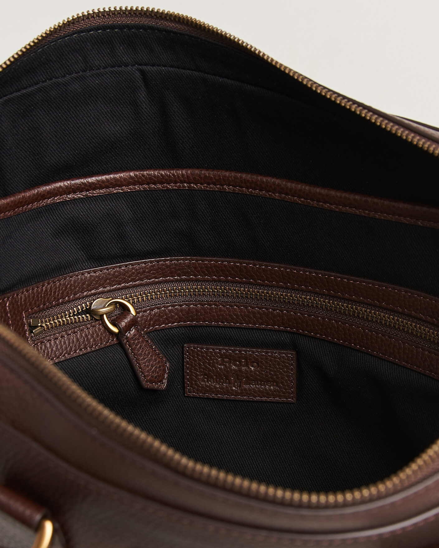 Uomini | Borse | Polo Ralph Lauren | Pebble Leather Briefcase Dark Brown