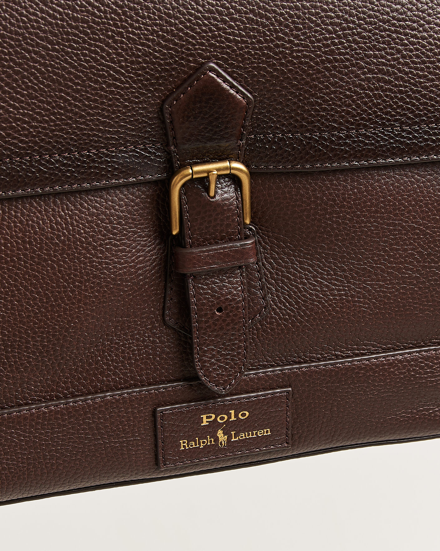 Uomini | Borse | Polo Ralph Lauren | Pebble Leather Messenger Bag Dark Brown