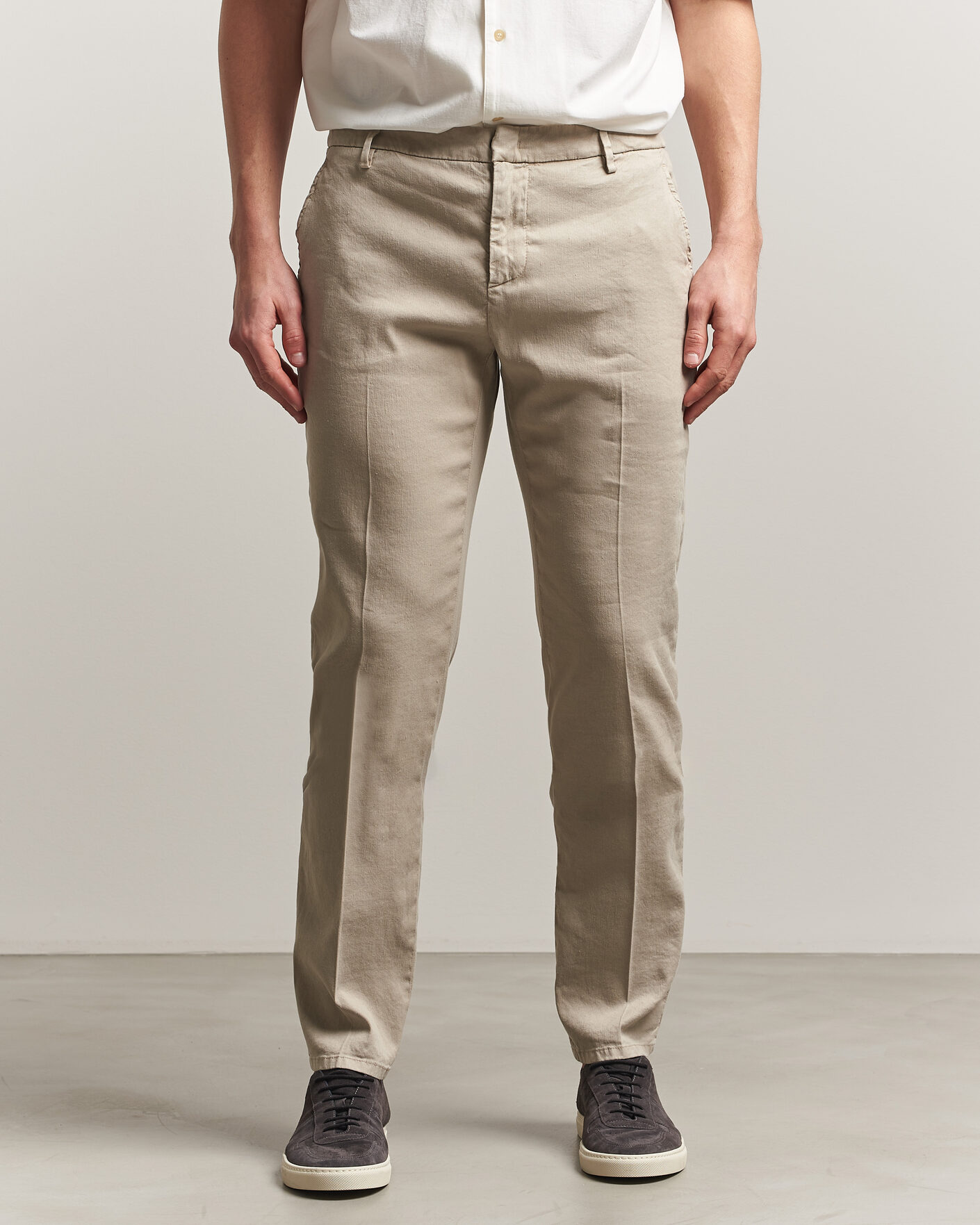 Uomini | Pantaloni | Dondup | Spiritisimo Linen Stretch Chinos Beige