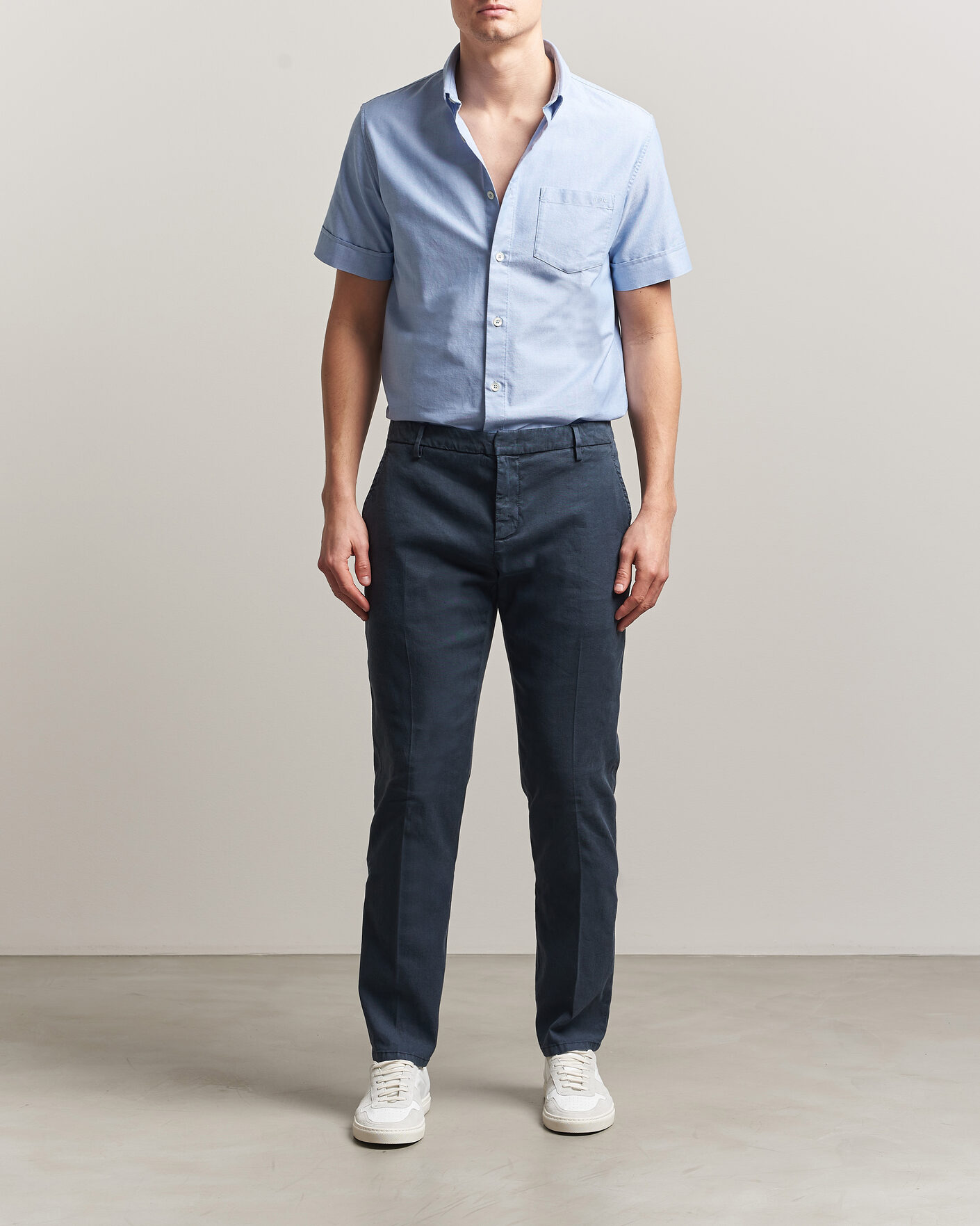 Uomini | Pantaloni | Dondup | Spiritisimo Linen Stretch Chinos Navy