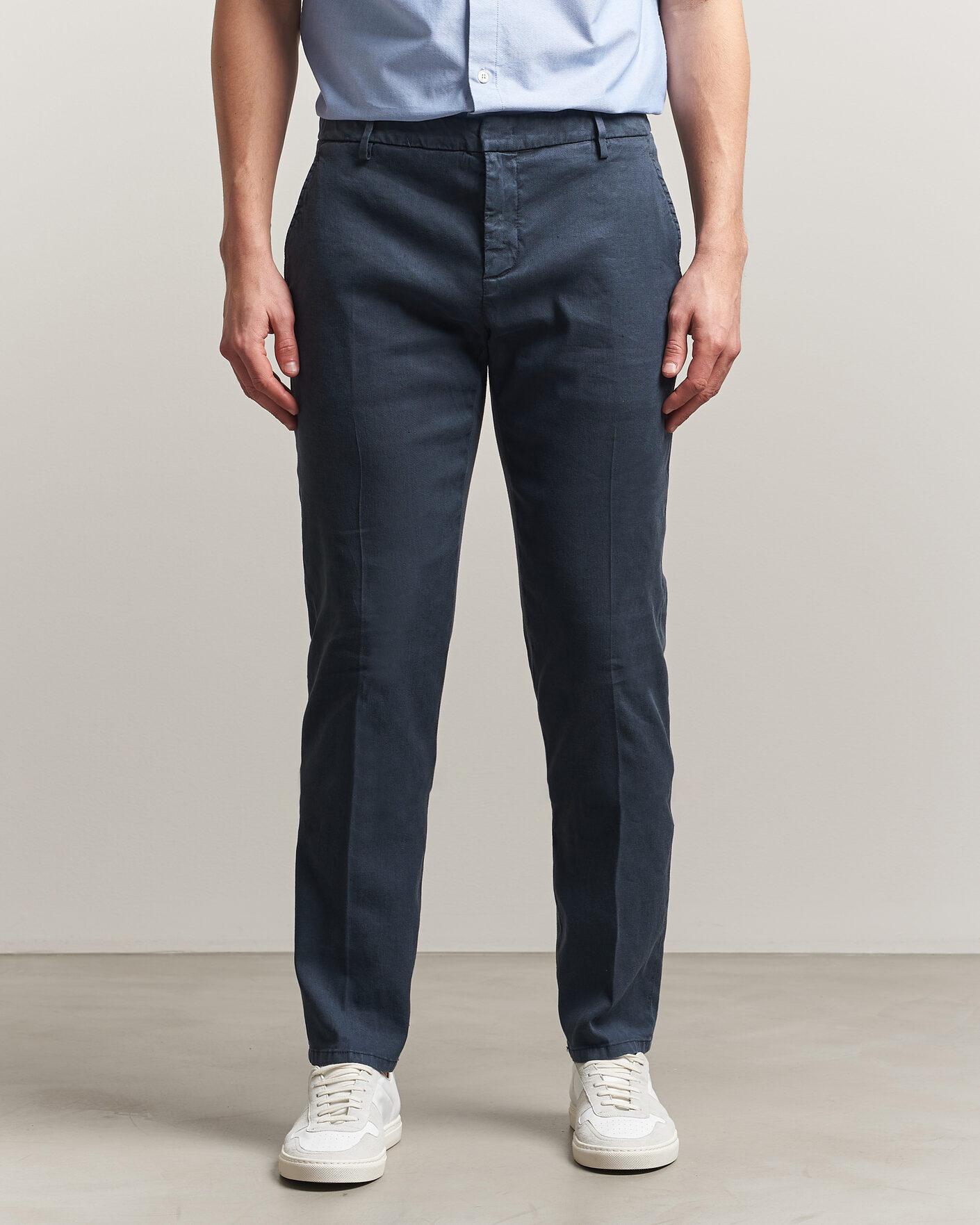 Uomini | Pantaloni | Dondup | Spiritisimo Linen Stretch Chinos Navy