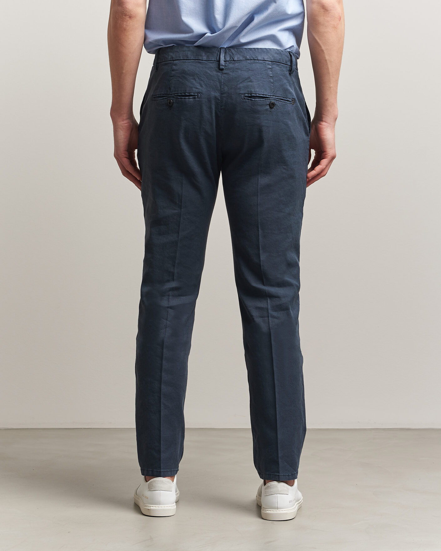Uomini | Pantaloni | Dondup | Spiritisimo Linen Stretch Chinos Navy