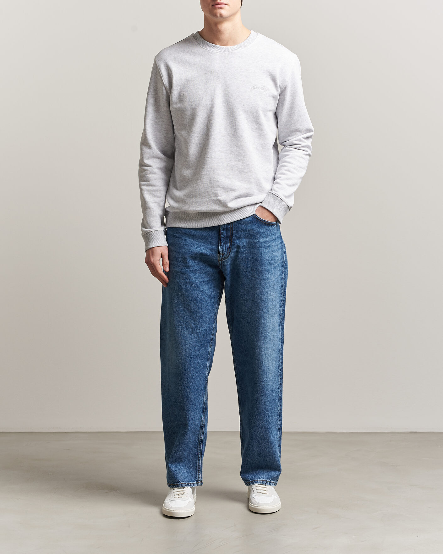 Uomini | Maglieria | Dondup | Logo Crew Neck Sweatshirt Light Grey Melange