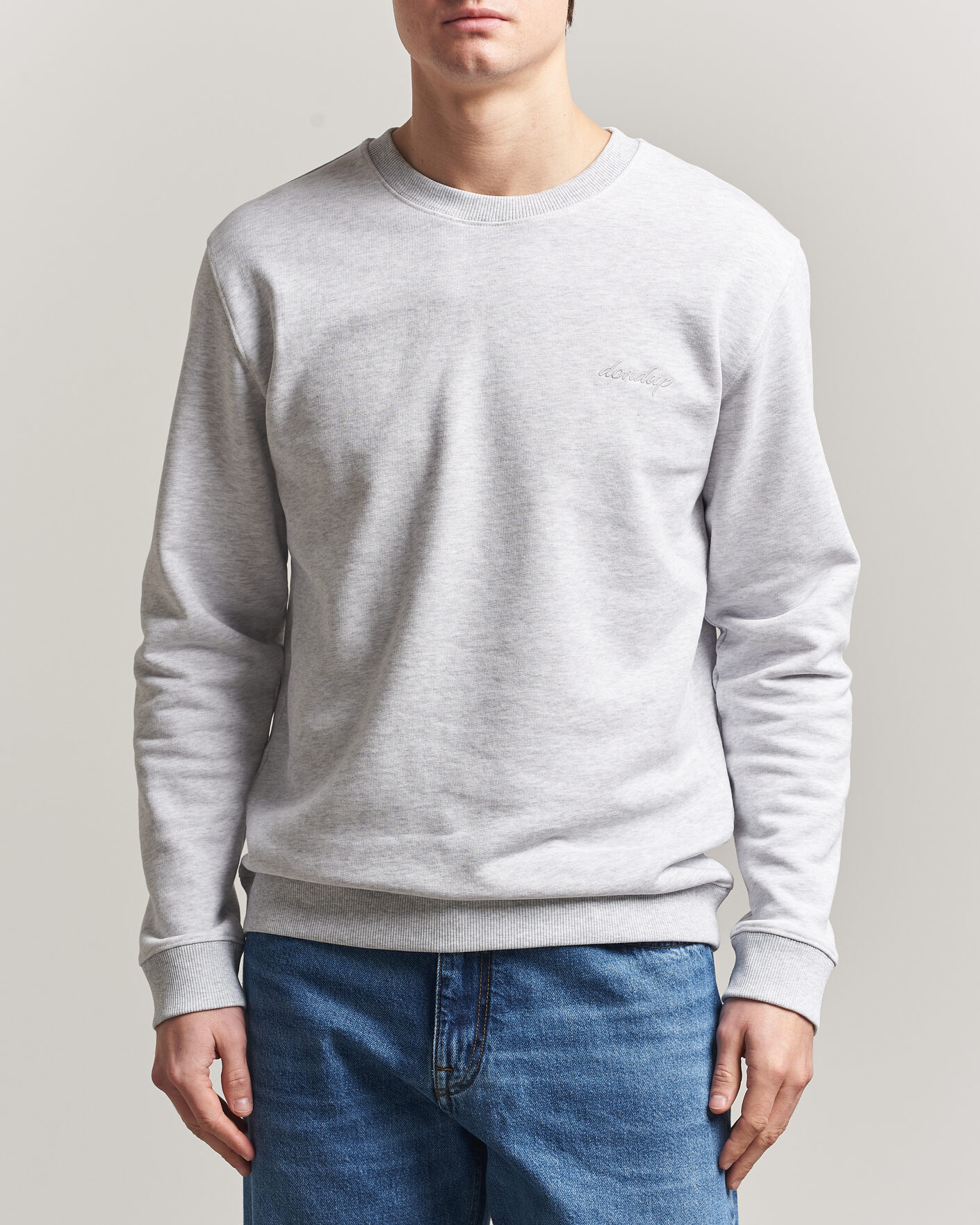 Uomini | Maglieria | Dondup | Logo Crew Neck Sweatshirt Light Grey Melange