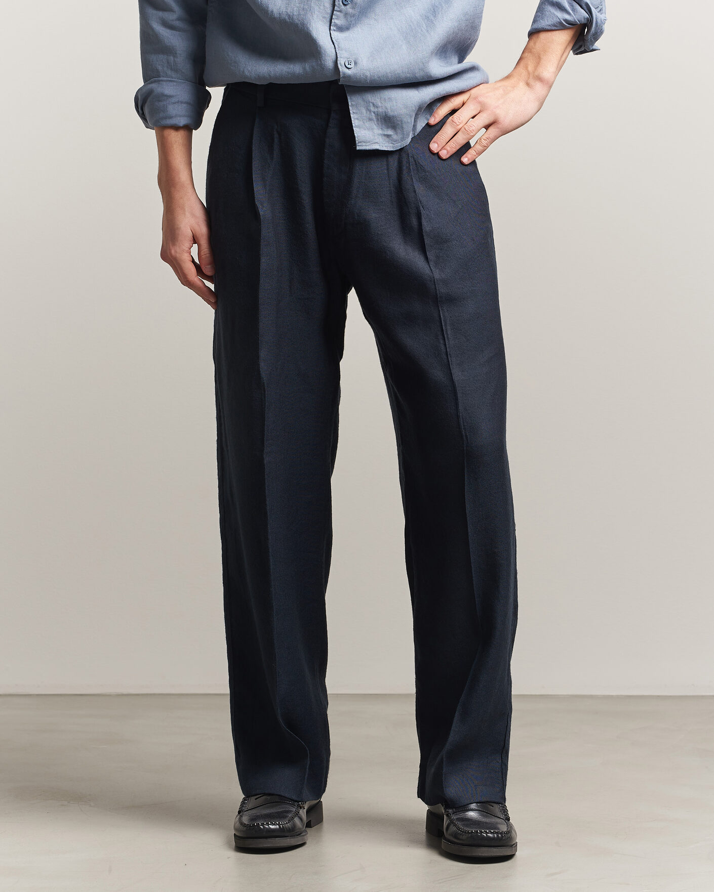 Uomini | Pantaloni | NN07 | Kay Linen/Viscose Drawstring Trousers Deep Navy