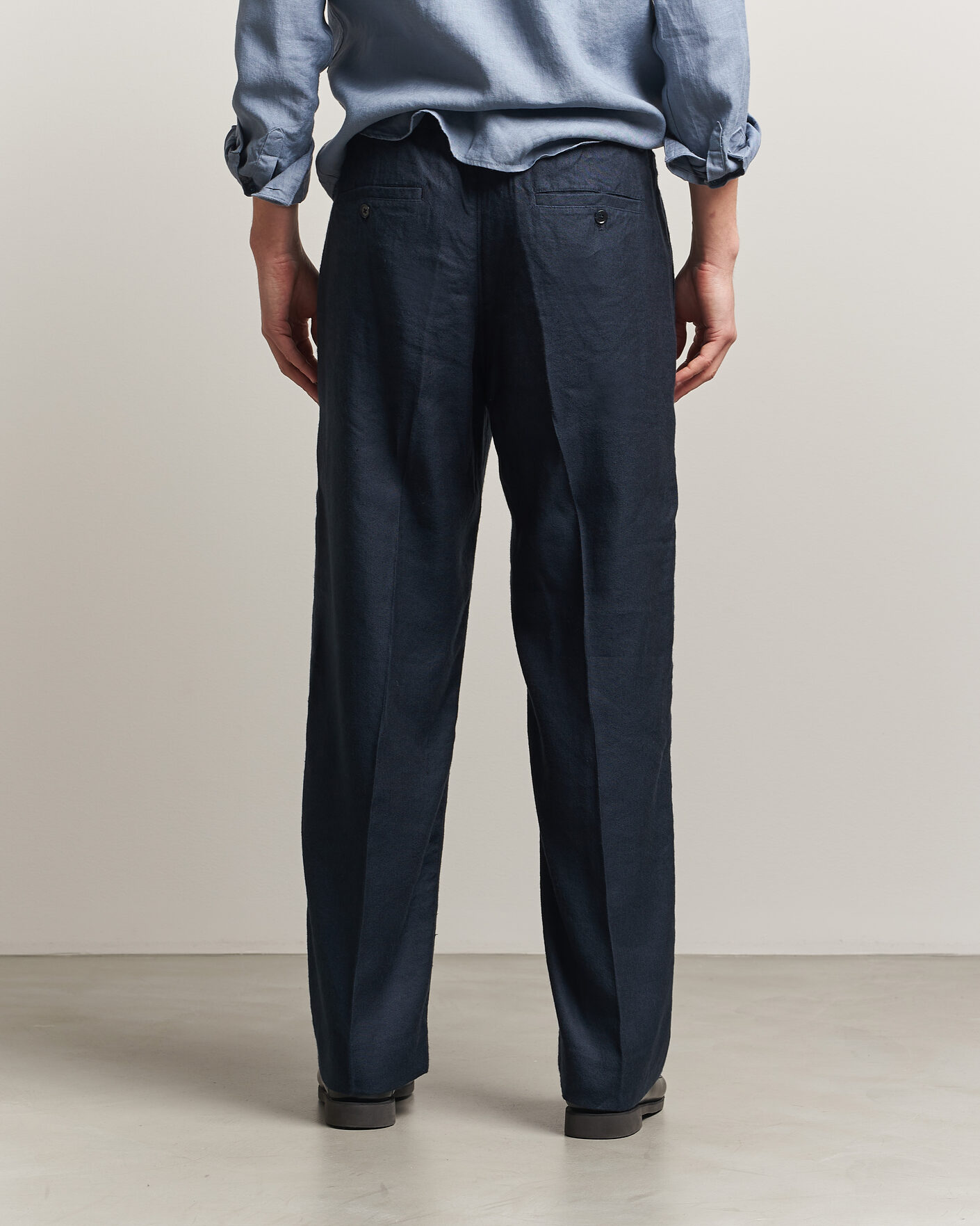 Uomini | Pantaloni | NN07 | Kay Linen/Viscose Drawstring Trousers Deep Navy