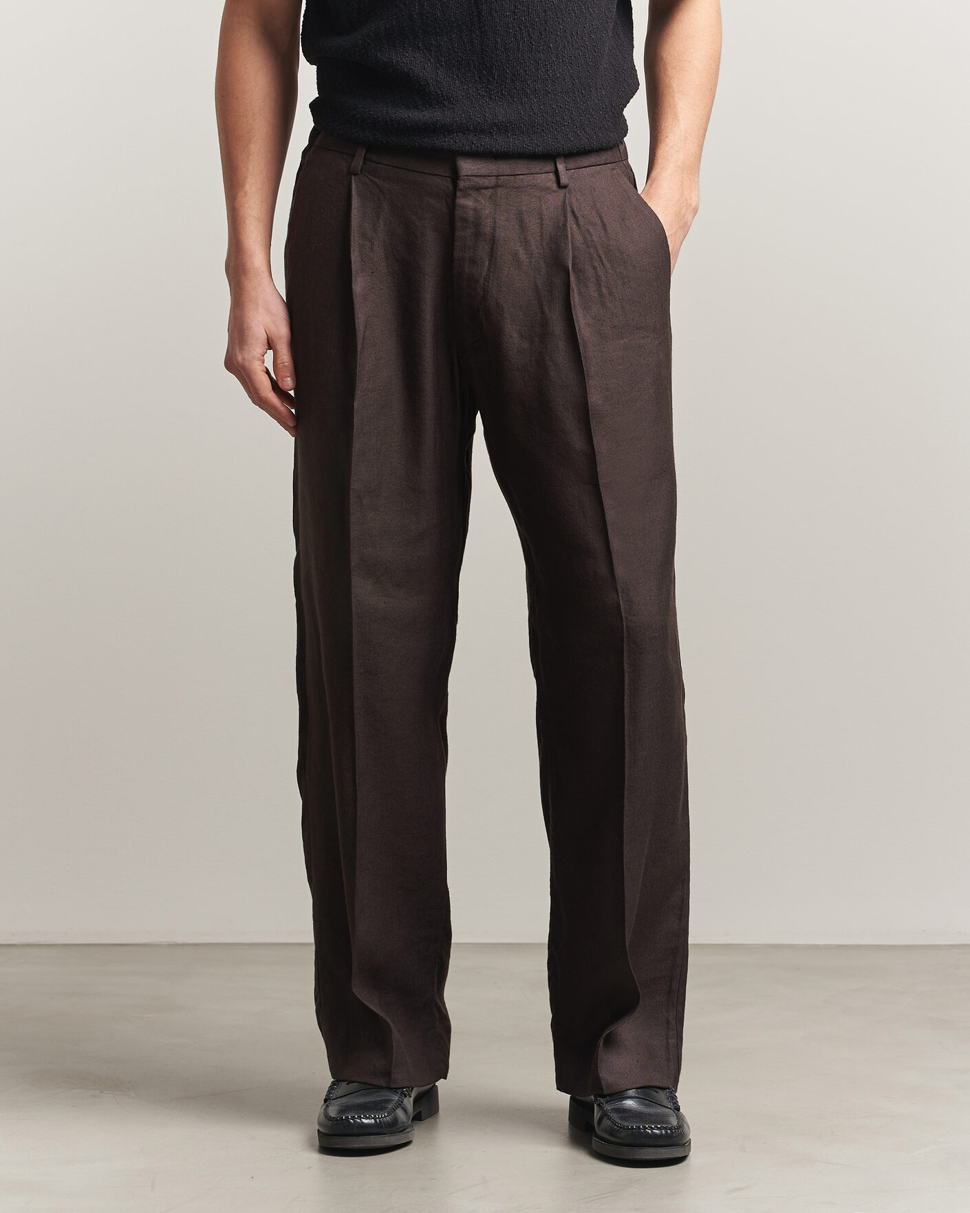 Uomini | Pantaloni | NN07 | Kay Linen/Viscose Drawstring Trousers Deep Truffle
