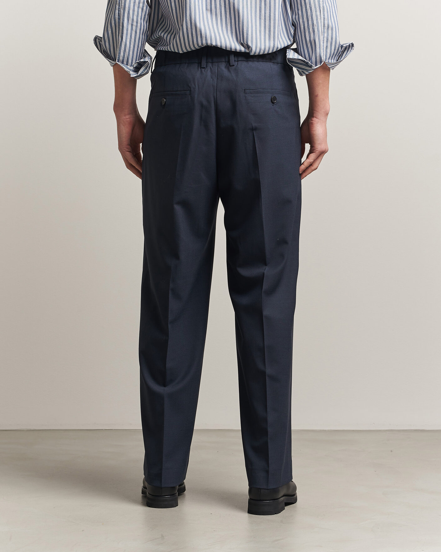 Uomini | Pantaloni | NN07 | Kay Summer Wool Drawstring Trousers Deep Navy
