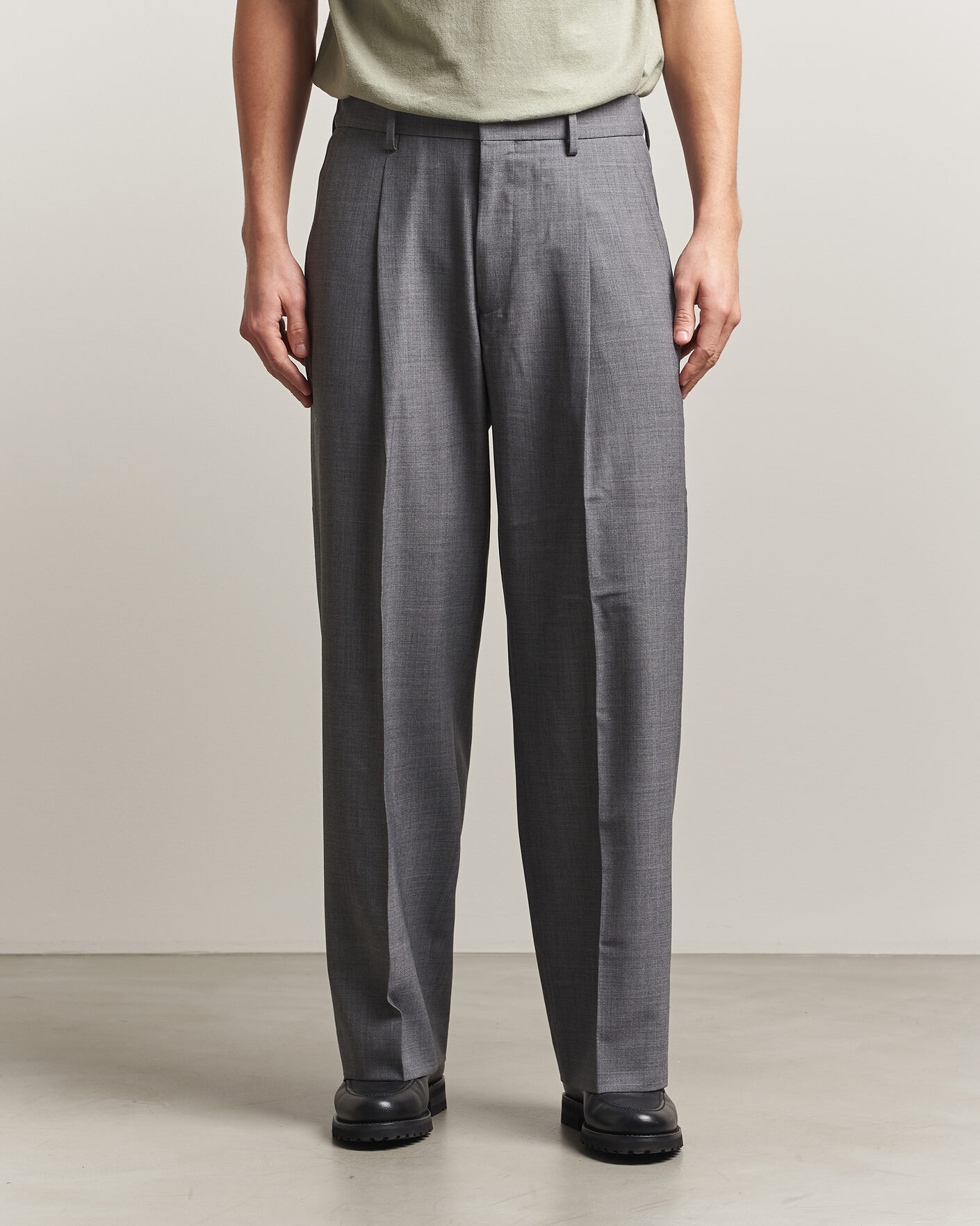 Uomini | Pantaloni | NN07 | Kay Summer Wool Drawstring Trousers Light Grey Melange