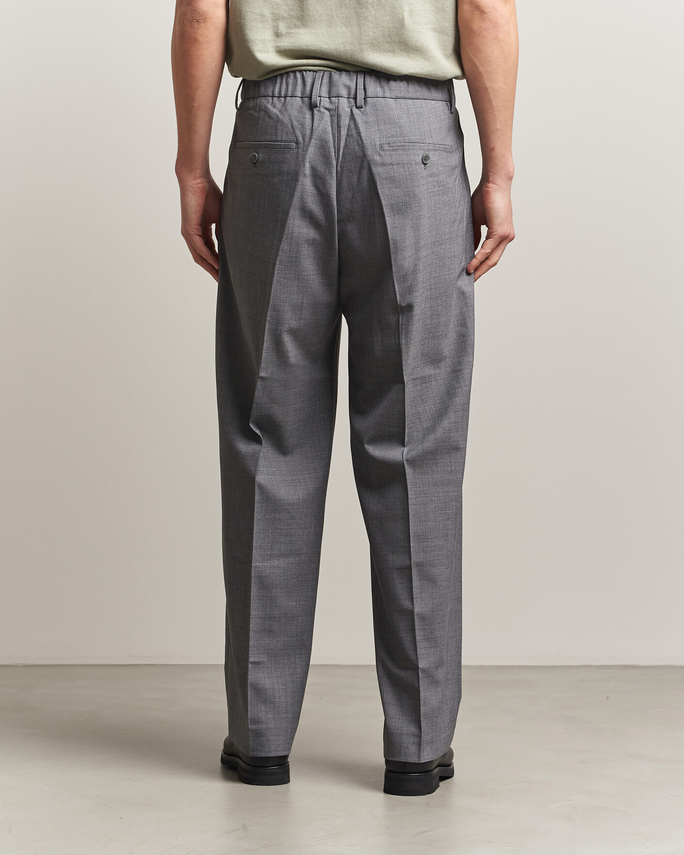 Uomini | Pantaloni | NN07 | Kay Summer Wool Drawstring Trousers Light Grey Melange