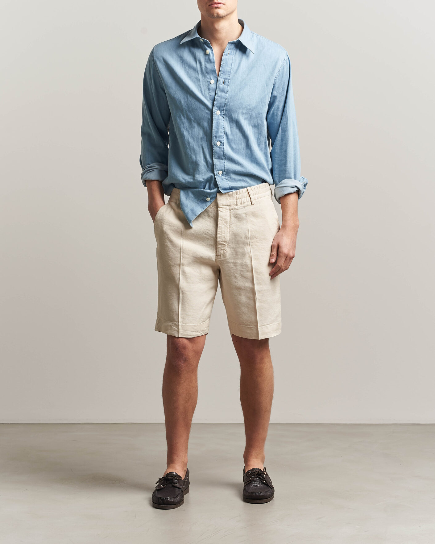 Uomini | Pantaloncini | NN07 | Billie Linen/Viscose Drawstring Shorts Ivory