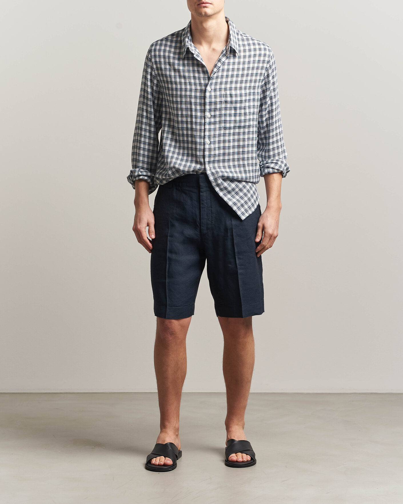 Uomini | Pantaloncini | NN07 | Billie Linen/Viscose Drawstring Shorts Deep Navy