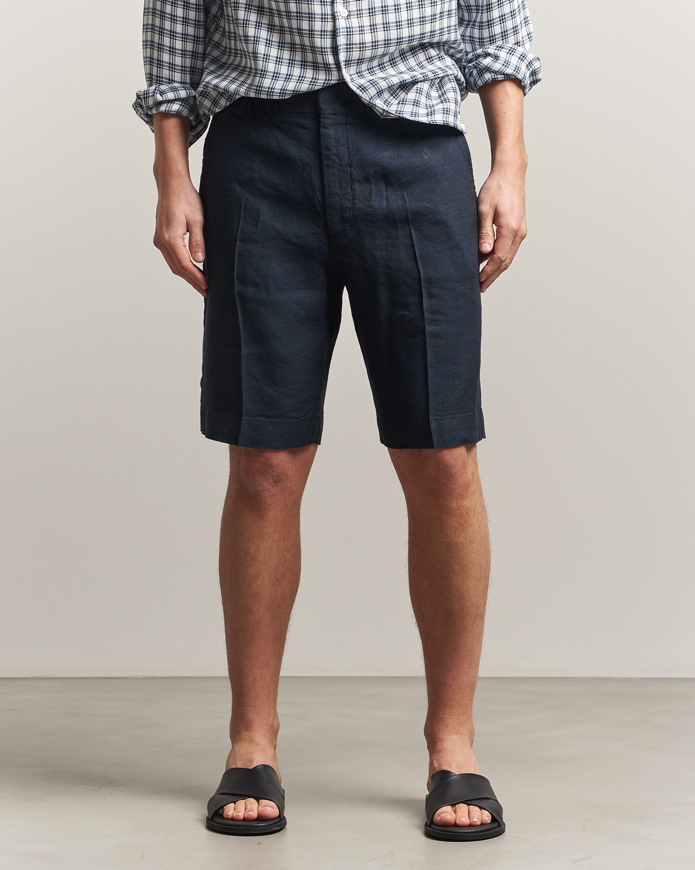 Uomini | Pantaloncini | NN07 | Billie Linen/Viscose Drawstring Shorts Deep Navy