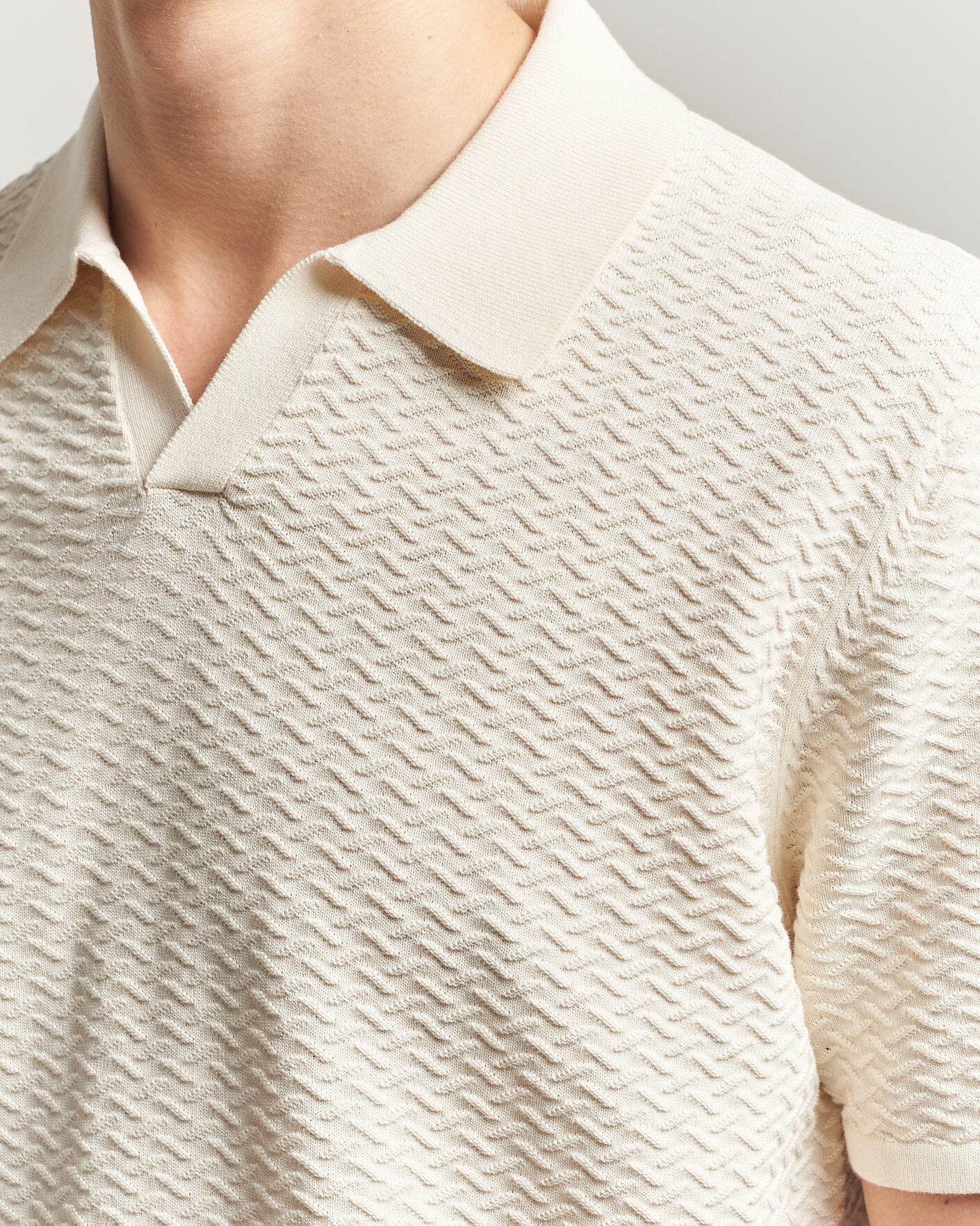 Uomini | Polo | NN07 | Paul Structured Knitted Polo Ivory
