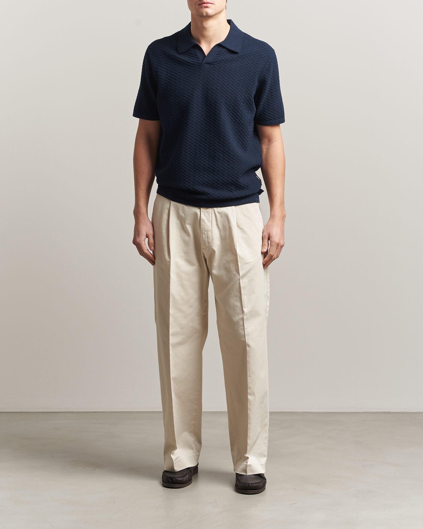 Uomini | Polo | NN07 | Paul Structured Knitted Polo Navy Blue
