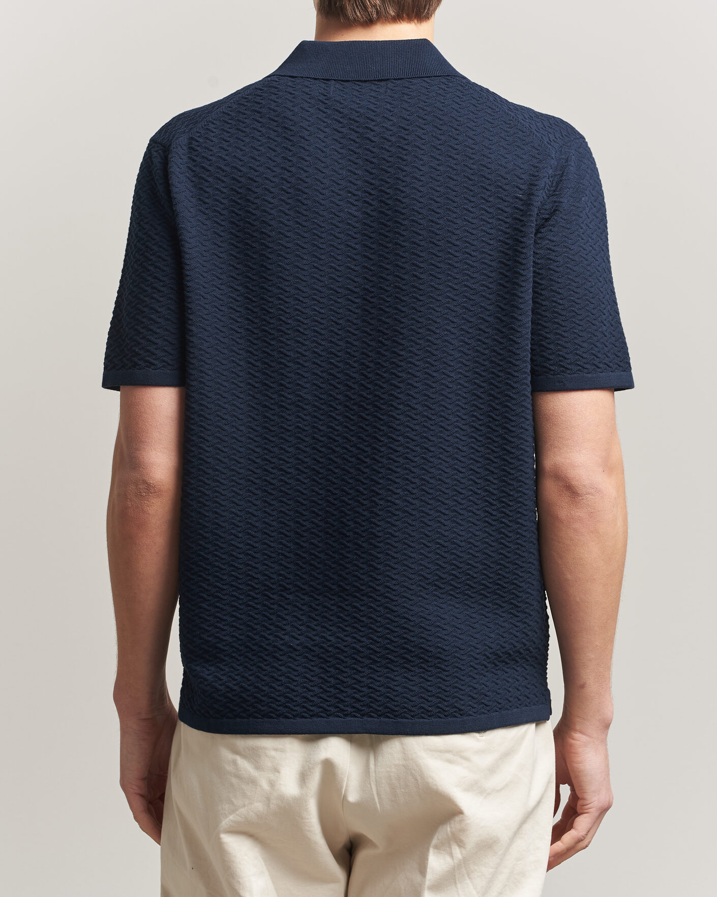 Uomini | Polo | NN07 | Paul Structured Knitted Polo Navy Blue