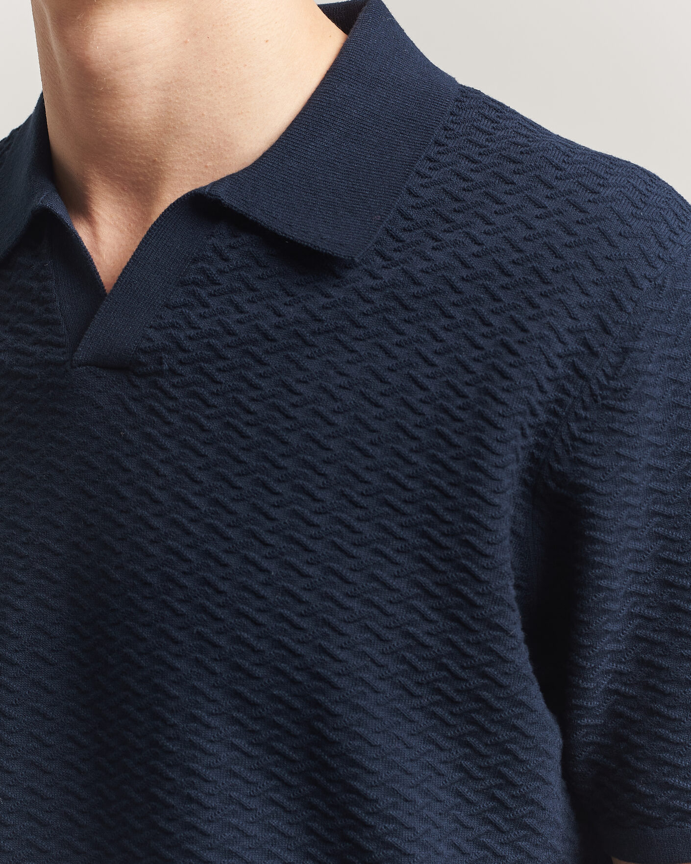 Uomini | Polo | NN07 | Paul Structured Knitted Polo Navy Blue