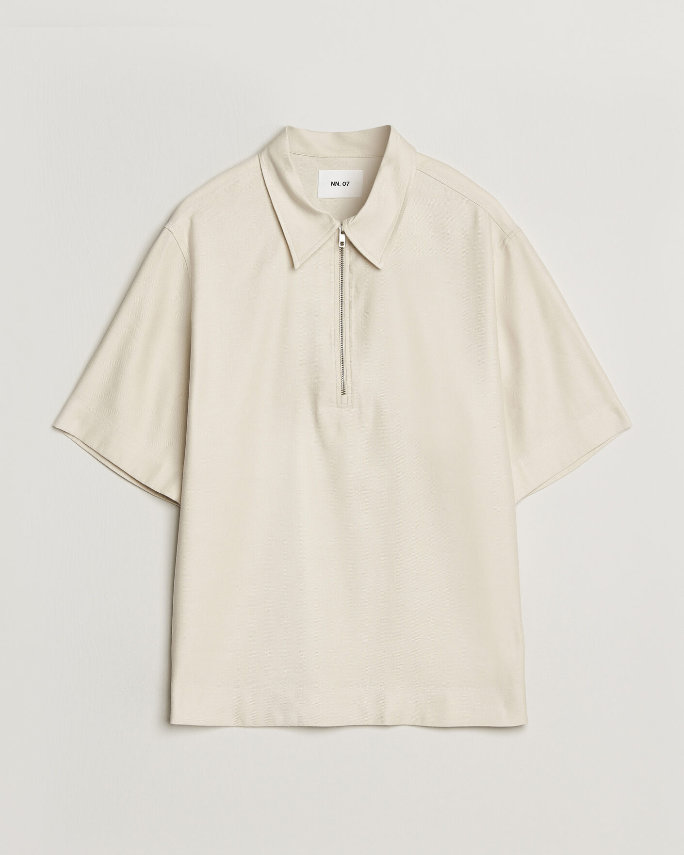 Uomini | Polo | NN07 | Bruno Linen/Viscose Half Zip Polo Ivory