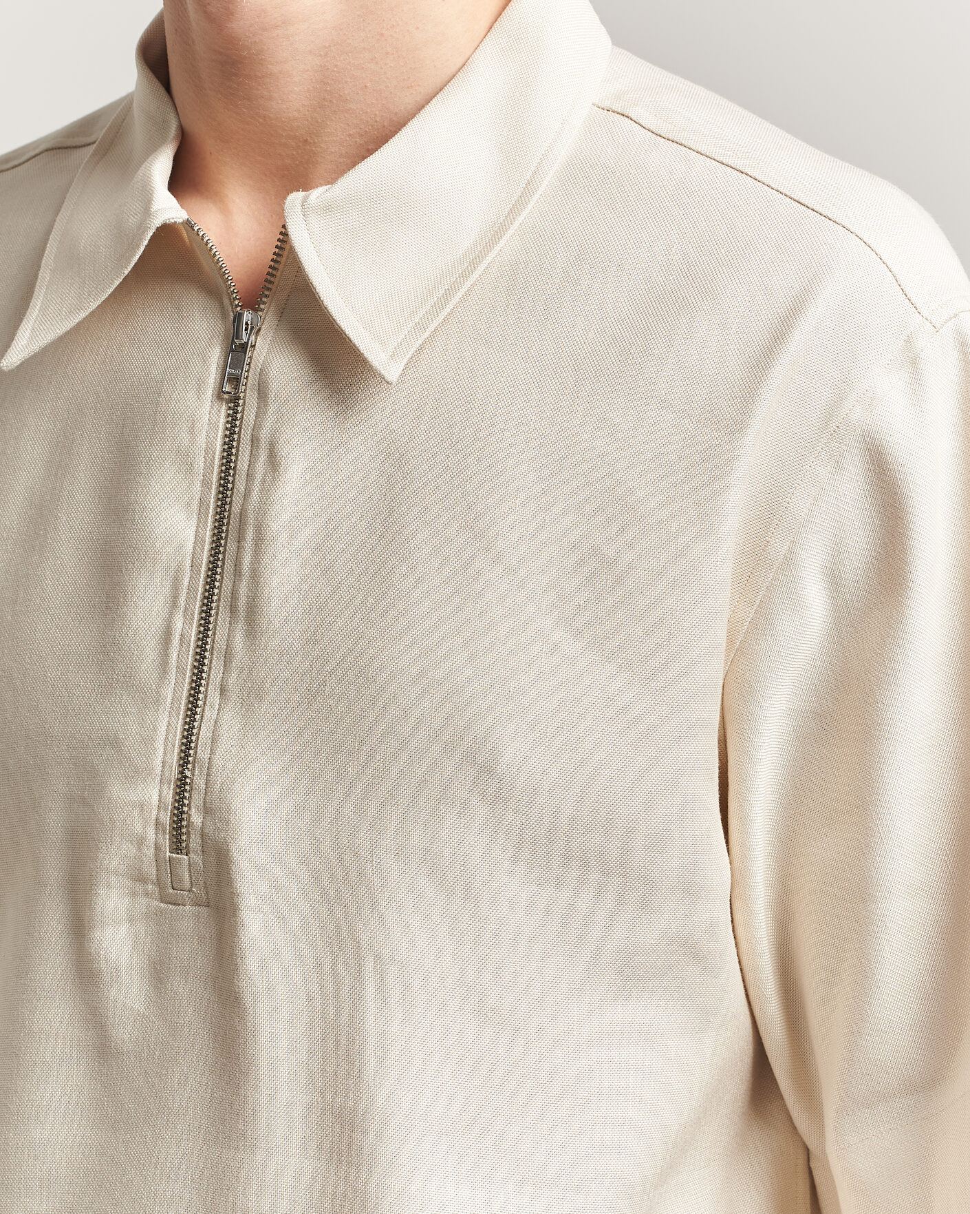 Uomini | Polo | NN07 | Bruno Linen/Viscose Half Zip Polo Ivory