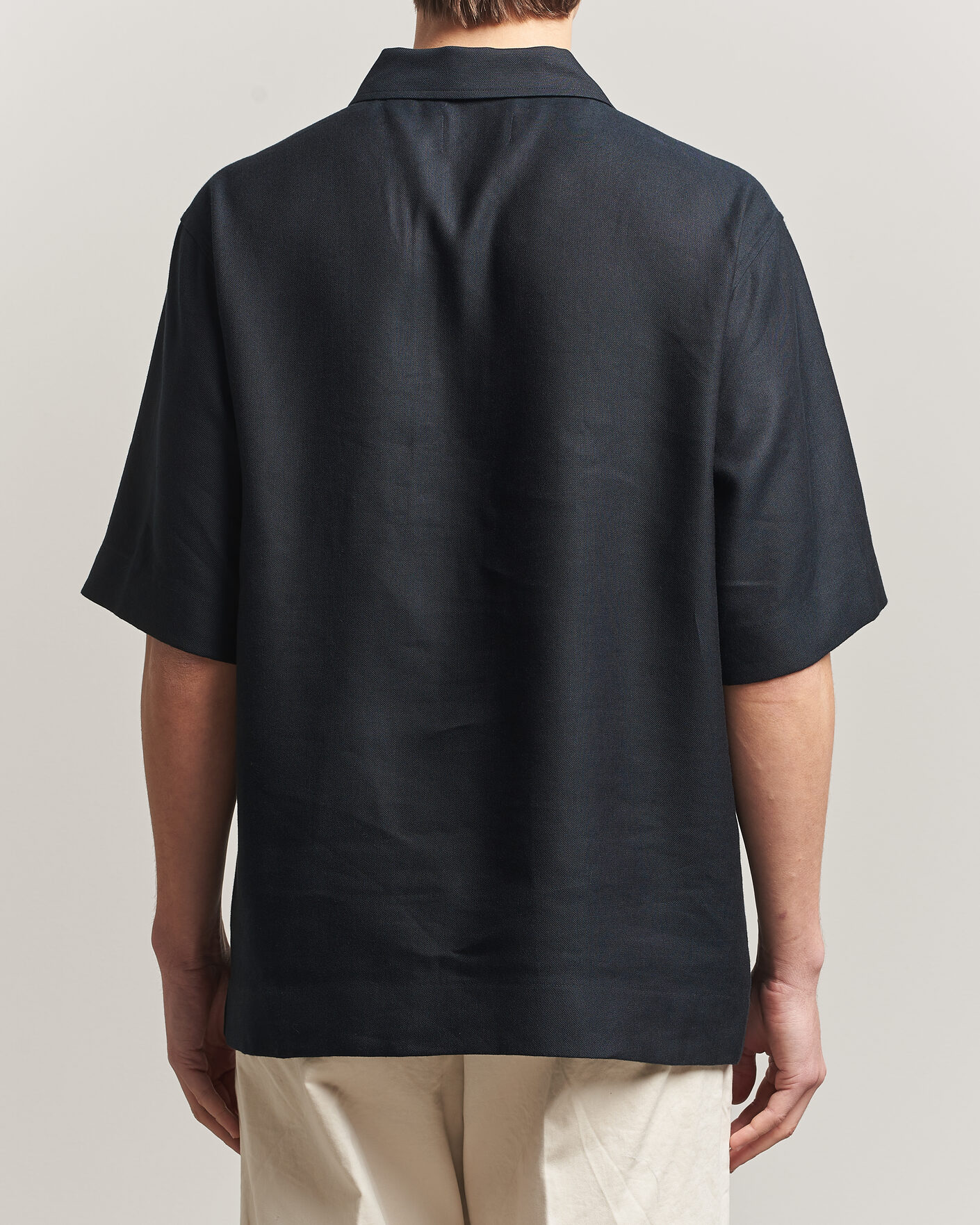 Uomini | Polo | NN07 | Bruno Linen/Viscose Half Zip Polo Black