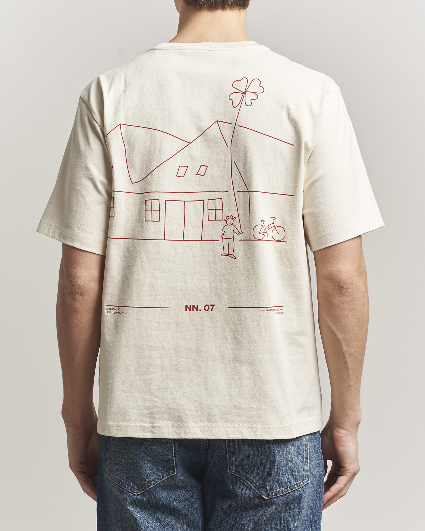 Uomini | T-shirt | NN07 | Jett Washed Printed Crew Neck T-Shirt Ivory