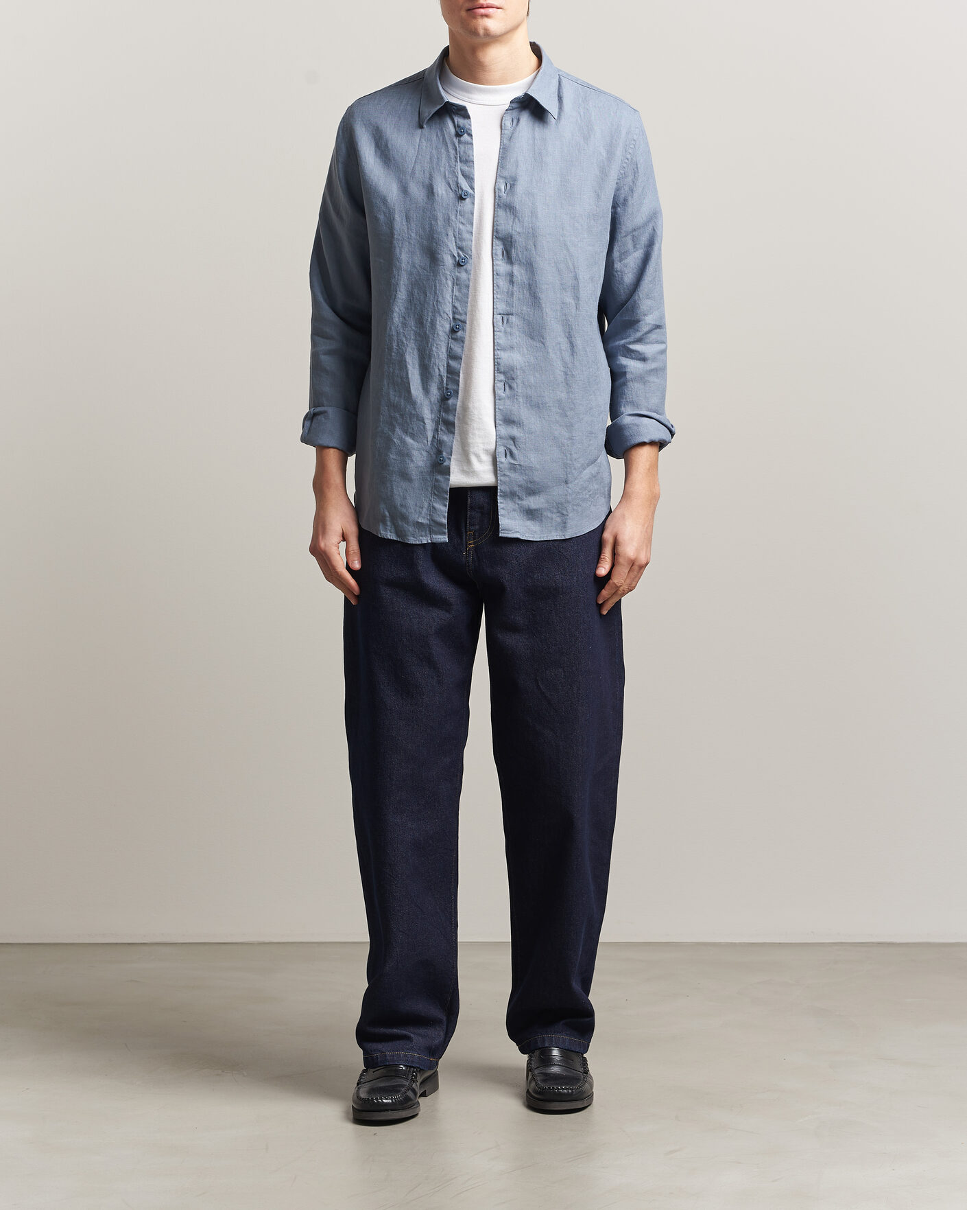 Uomini | Camicie | NN07 | Enzo Linen Shirt Stone Blue