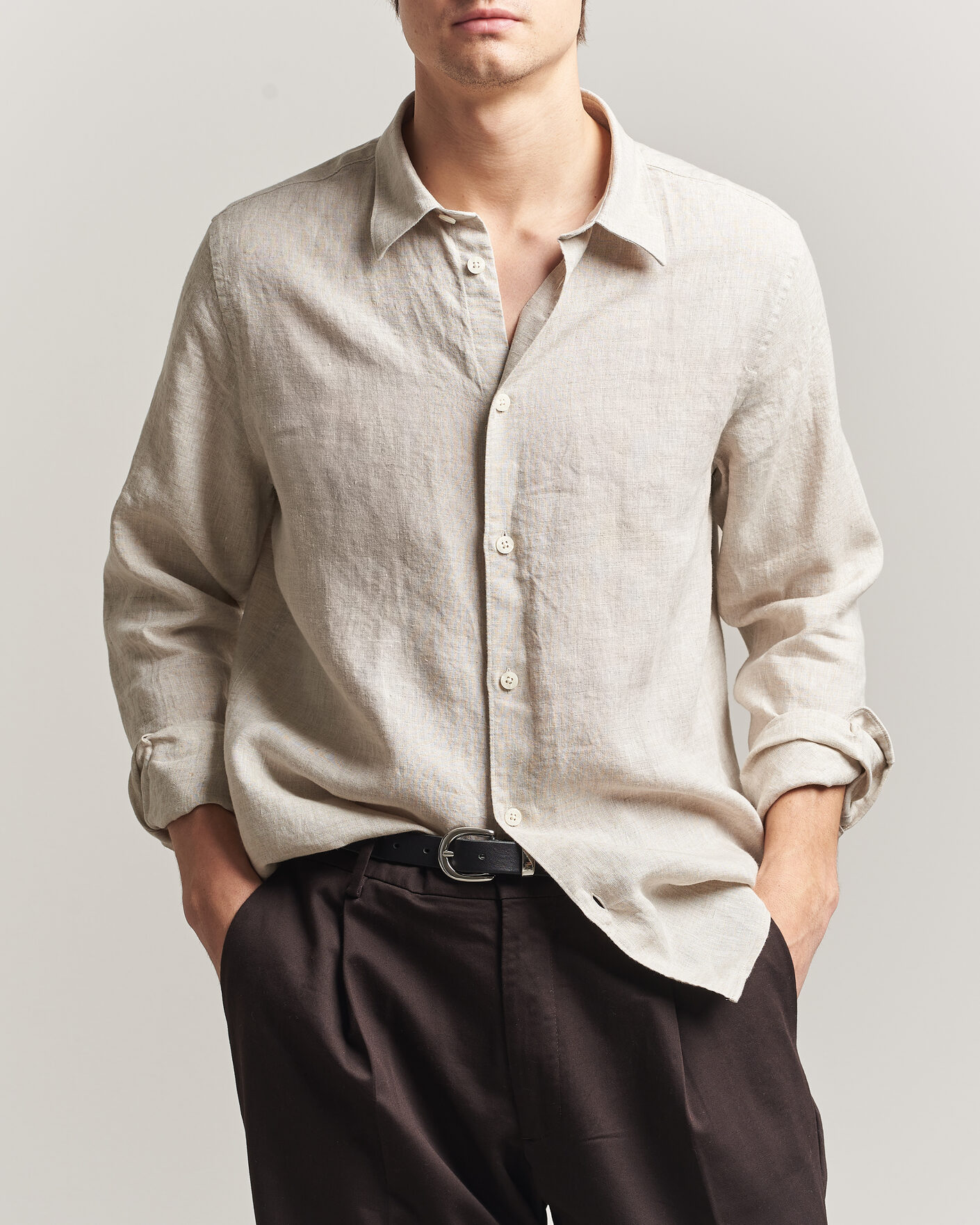 Uomini | Camicie | NN07 | Enzo Linen Shirt Oat