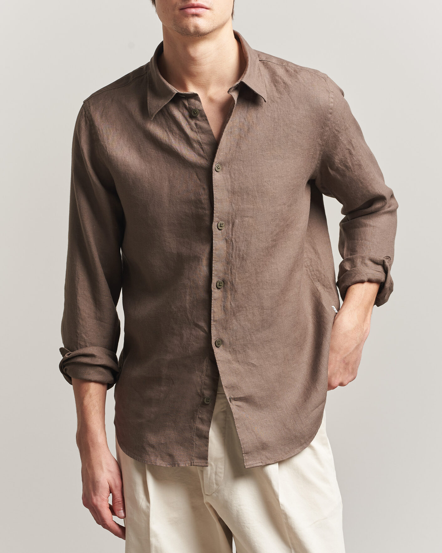 Uomini | Camicie | NN07 | Enzo Linen Shirt Mable Husk