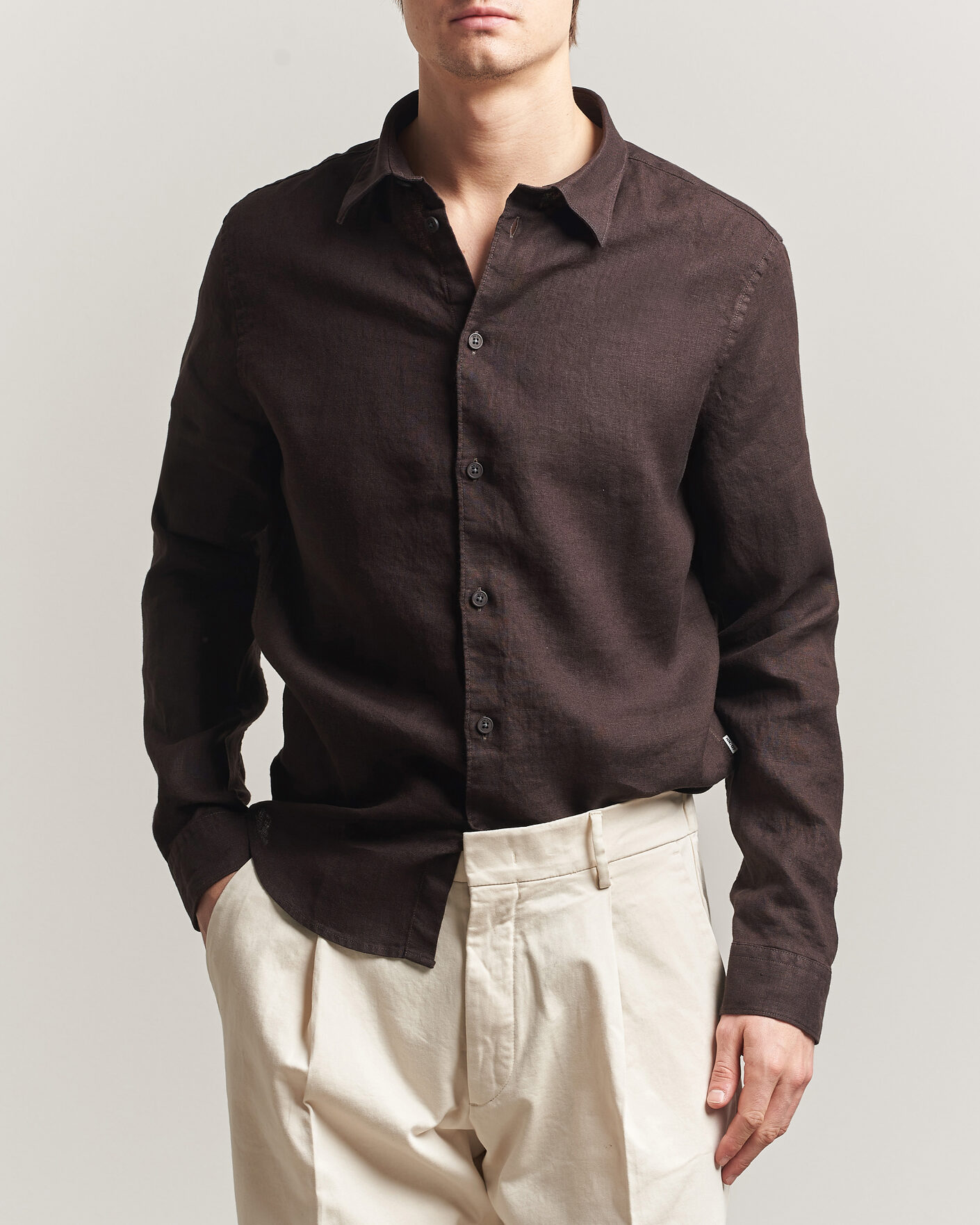 Uomini | Camicie | NN07 | Enzo Linen Shirt Deep Truffle
