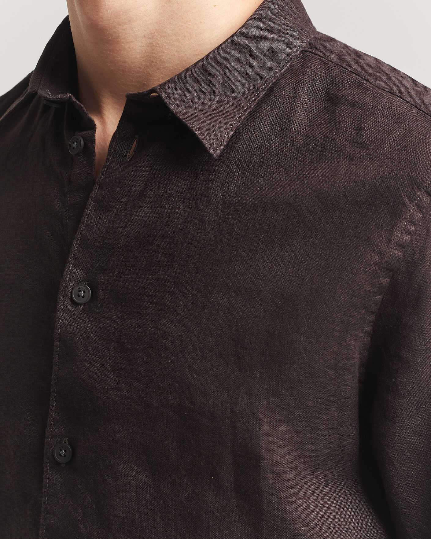 Uomini | Camicie | NN07 | Enzo Linen Shirt Deep Truffle